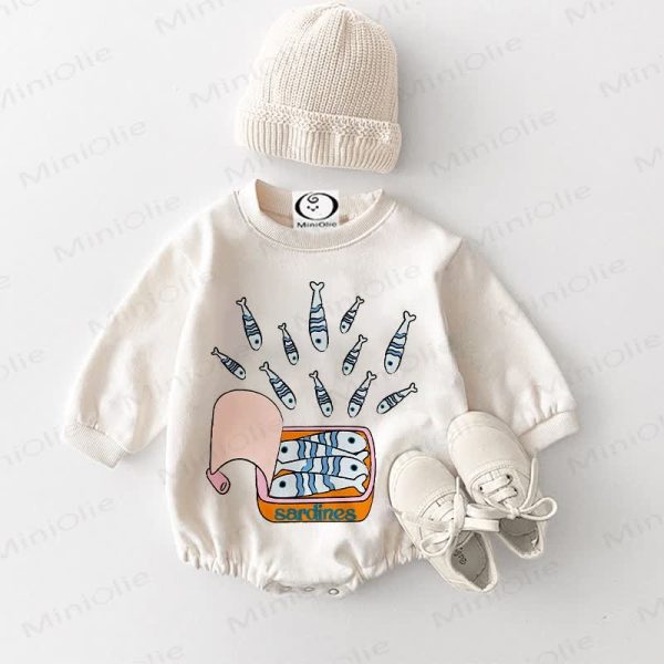 Baby Canned Sardines White Bodysuit