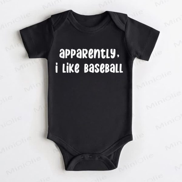 APPARENTLY I LIKE BASEBALL Baby Black Bodysuit
