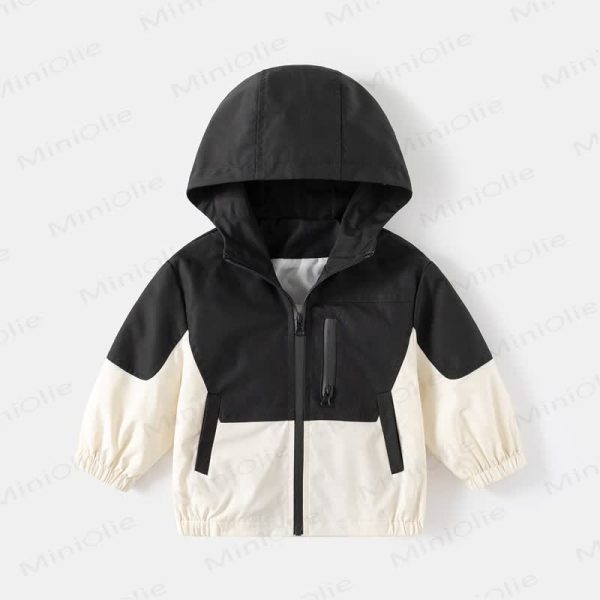 Kid Boy Contrast Color Hooded Jacket