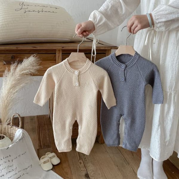 Baby Solid Color Knitted Romper