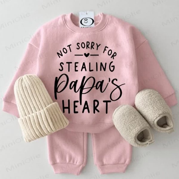 NOT SORRY FOR STEALING PAPA'S HEART Baby 2-piece Pink Set