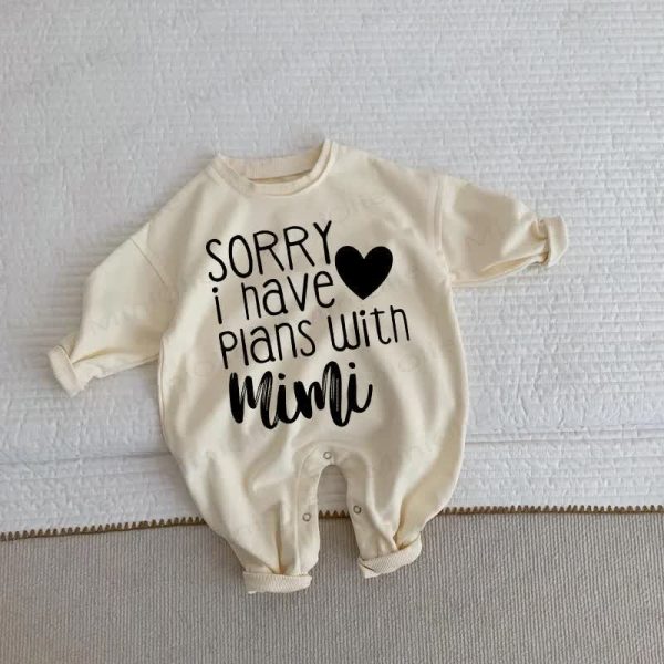 SORRY I HAVE PLANS WITH MIMI Baby Beige Romper