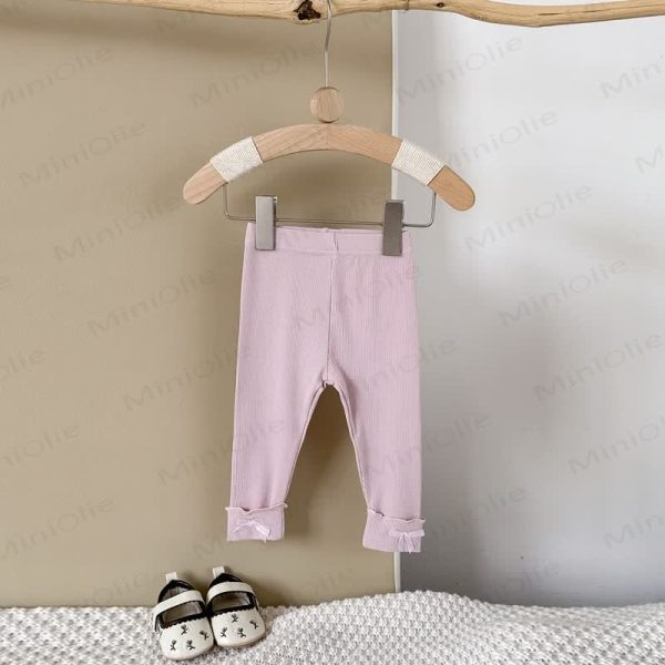 Baby Girl Bow Solid Color Leggings