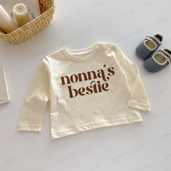 NONNA'S BESTIE Baby Beige Long Sleeves Top