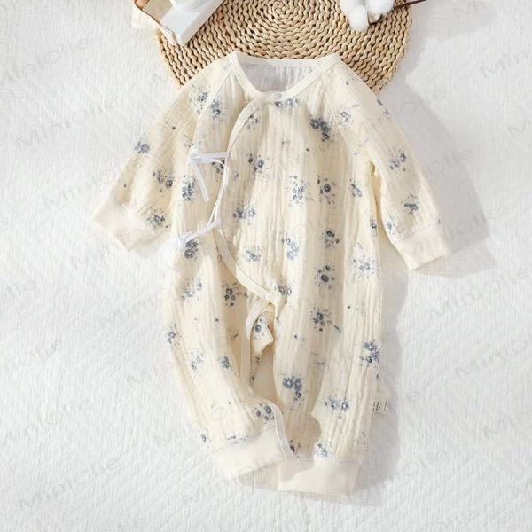 Baby Girl Orchid Daisy Beige Kimono Romper