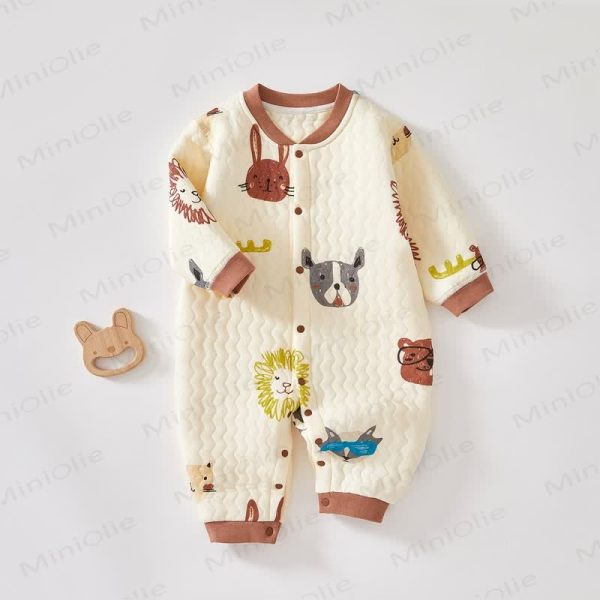 Baby Cartoon Animals Quilted Romper