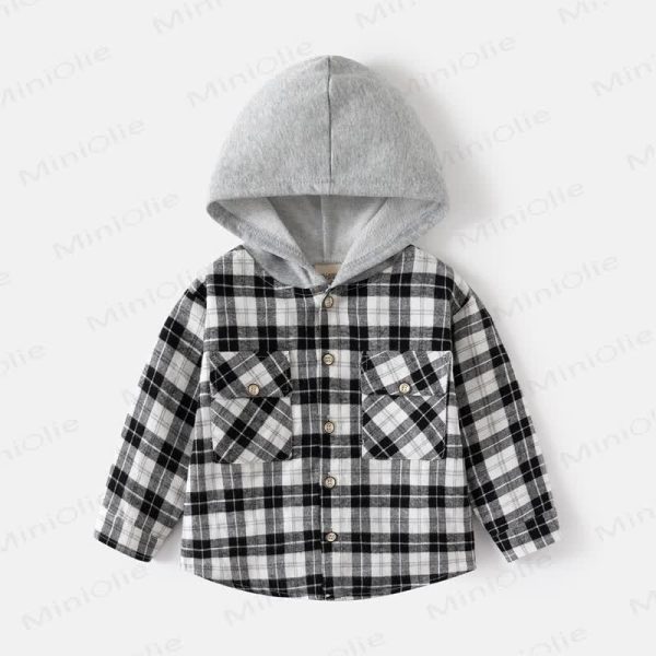 Kid Boy Hooded Plaid Shirt
