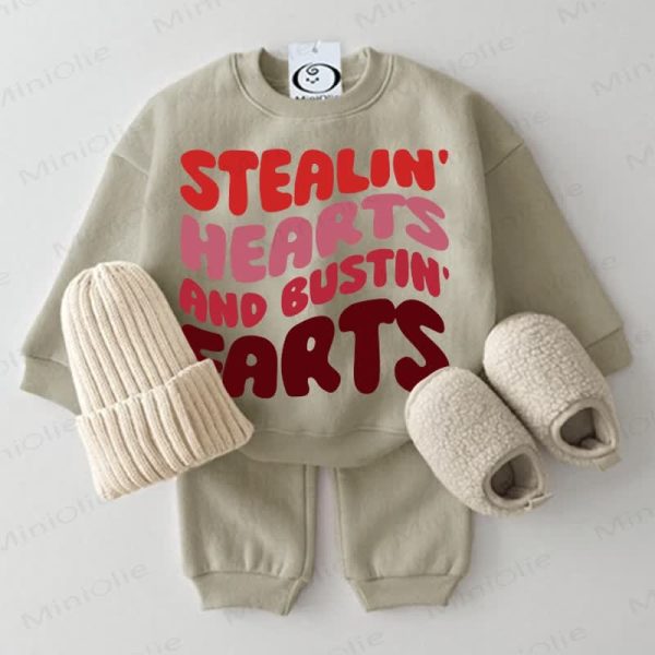 STEALIN' HEARTS AND BUSTIN' FARTS Baby 2-piece Grey Green Set