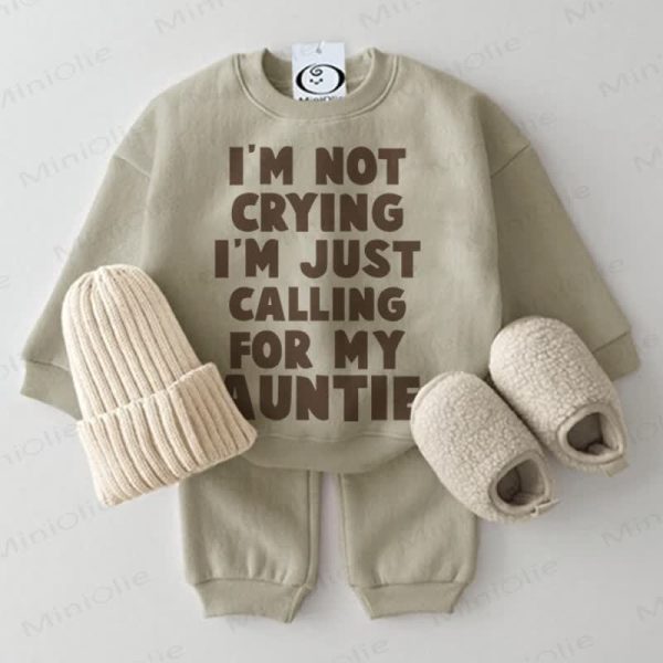 I'M NOT CRYING I'M JUST CALLING FOR MY AUNTIE Baby 2-piece Grey Green Set