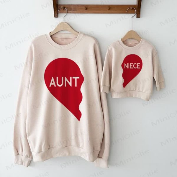 AUNT/NIECE Heart Beige Family Sweatshirt