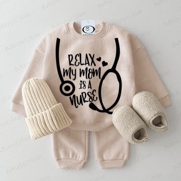 RELAX MY MOM IS A NURSE Baby Beige 2-Piece Set