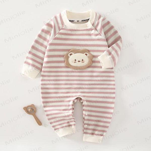Baby Bear Patch Striped Romper