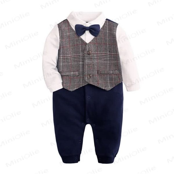 Baby Boy Bow Tie Gentleman Suit Romper