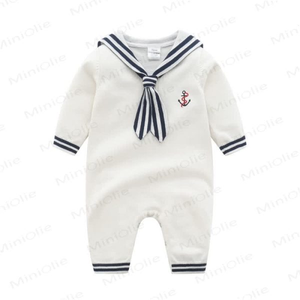 Baby Navy Collar Knitted Romper