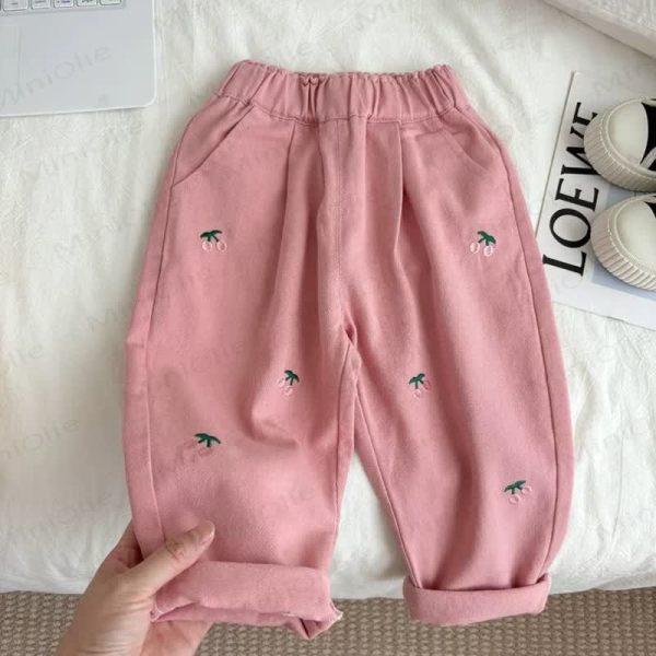 Toddler Girl Cherry Embroidered Pants