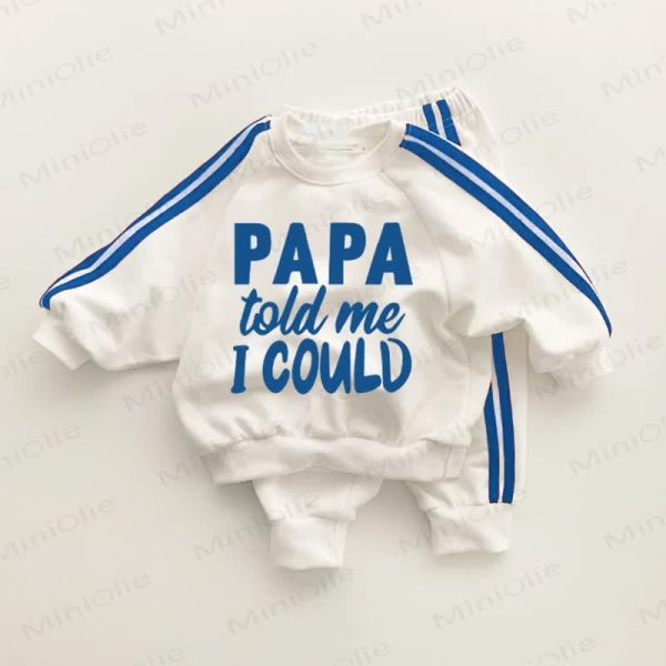 PAPA TOLD ME I COULD Baby Toddler Blue Striped 2-piece Set