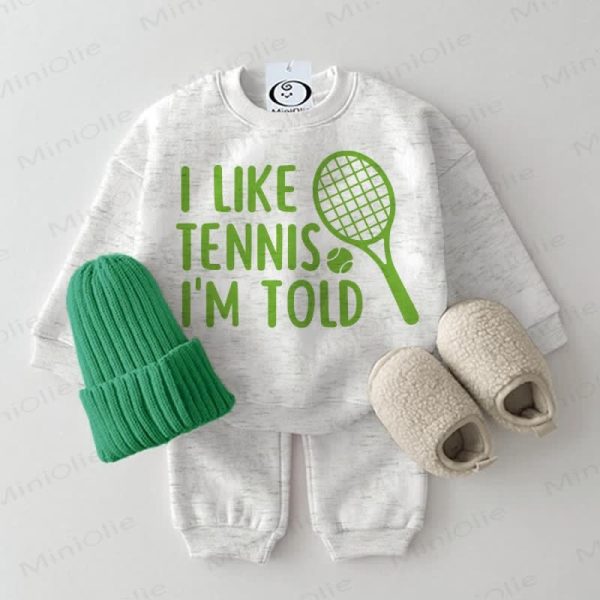 I LIKE TENNIS. I'M TOLD Baby 2-piece Light Grey Set