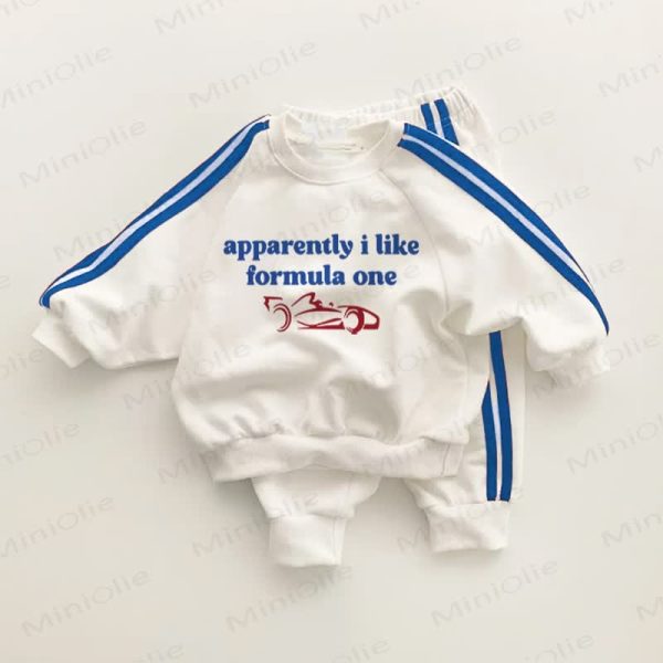 APPARENTLY I LIKE FORMULA ONE Baby Toddler Blue Striped 2-piece Set