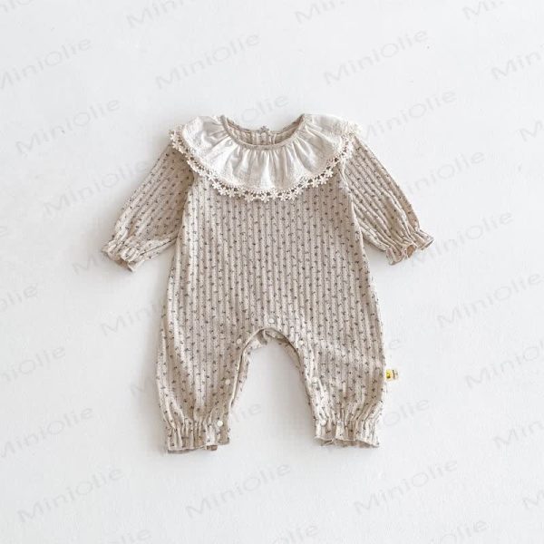 Baby Girl Floral Collar Grey Romper
