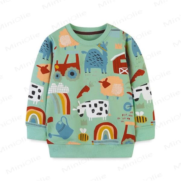 Kid Boy Cartoon Abstract Farm Animals Sweatshirt