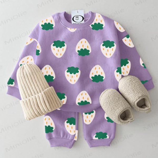 Baby White Strawberry 2-piece Purple Set