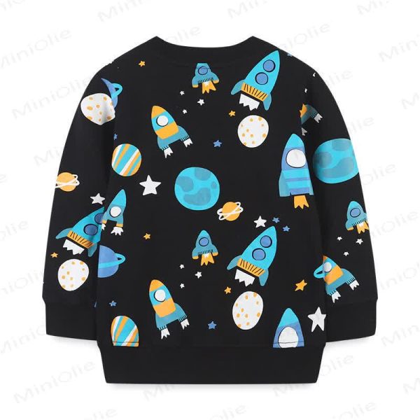 Kid Boy Space Rocket Black Sweatshirt