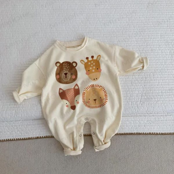 Baby Cute Animal Beige Romper
