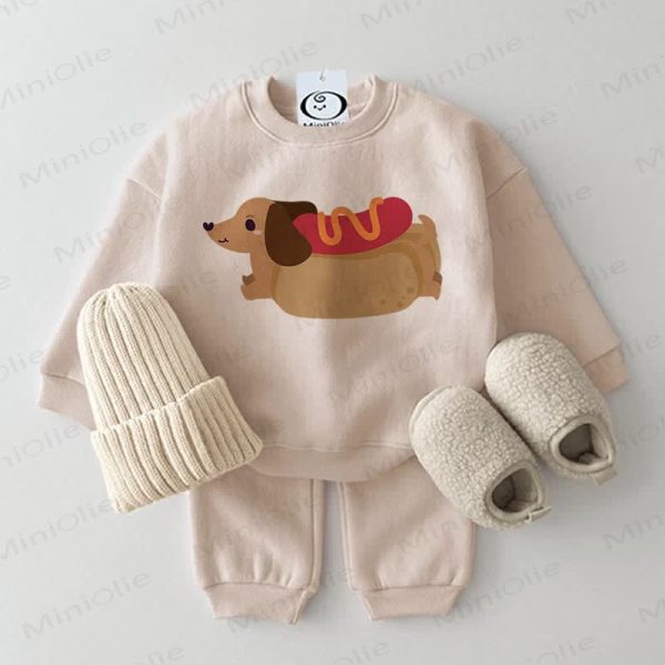 Baby Cute Dog 2-piece Beige Set