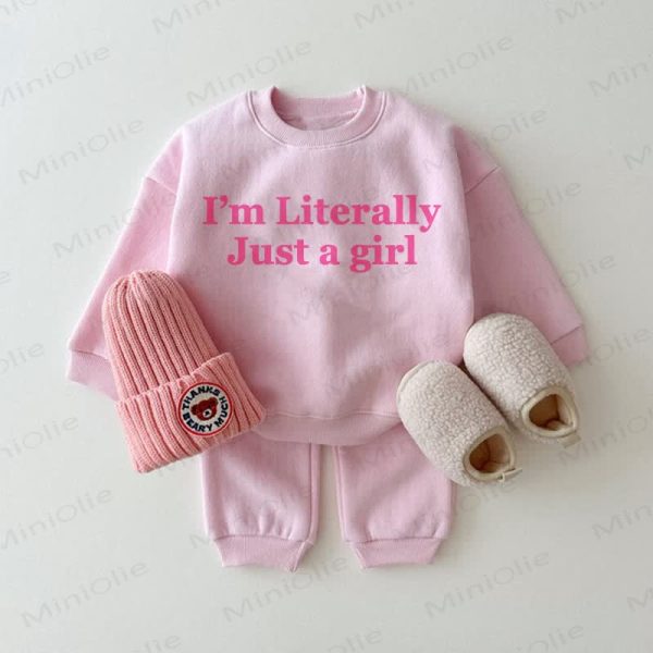 I'M LITERALLY JUST A GIRL Baby Pink 2-piece Set