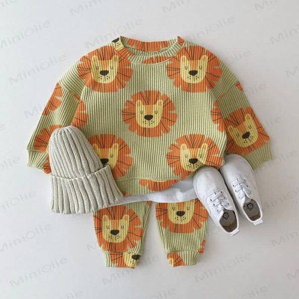 Baby Toddler Lion Green Waffle 2-piece Set