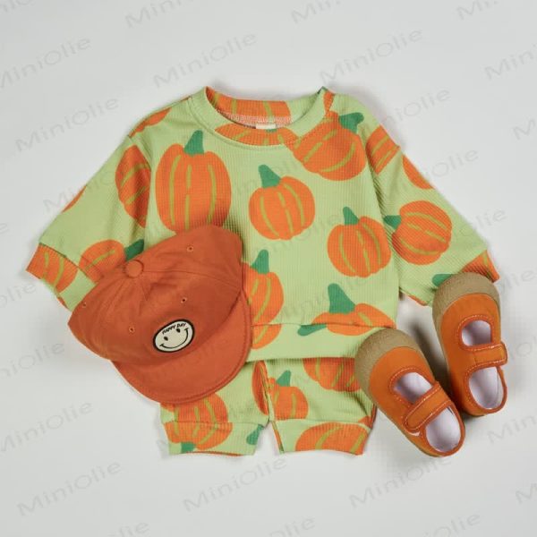 Baby Toddler Pumpkin Green Waffle 2-piece Set
