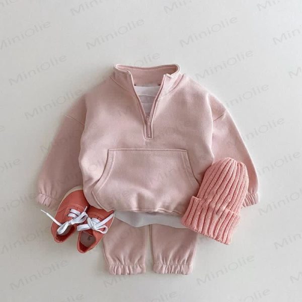 Baby Toddler Solid Color 2-piece Sweatsuit/ Pants Set