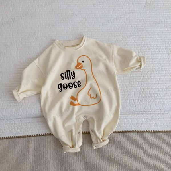 SILLY GOOSE Baby Beige Romper