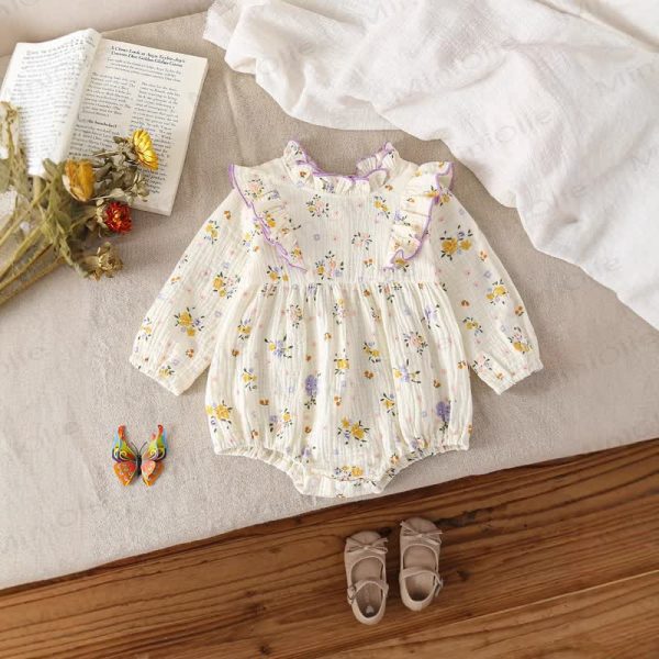 Baby Floral Ruffled Sleeves Bodysuit