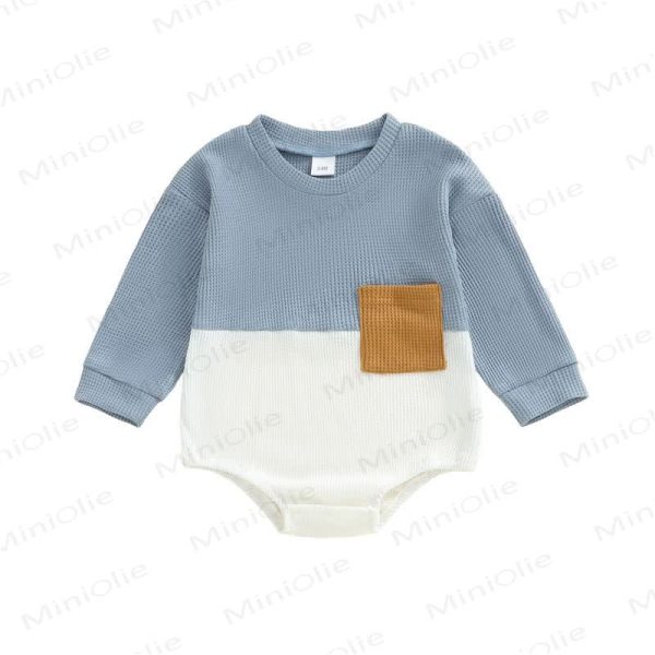 Baby Waffle Color Block Pocket Bodysuit