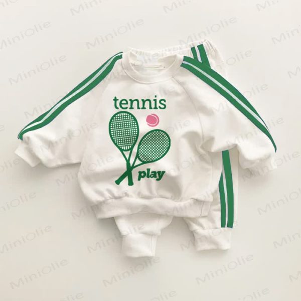 TENNIS PLAY Baby Toddler Green Striped 2-piece Set