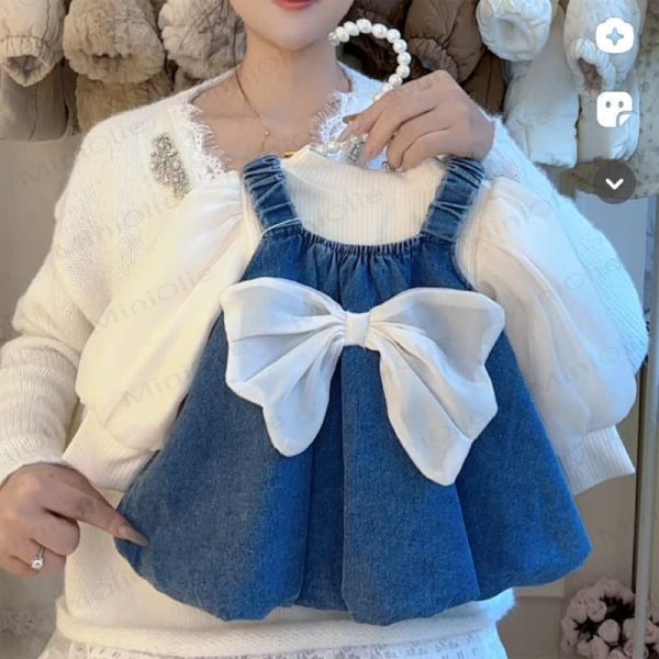 Baby Toddler Bow Dress and Mesh Top