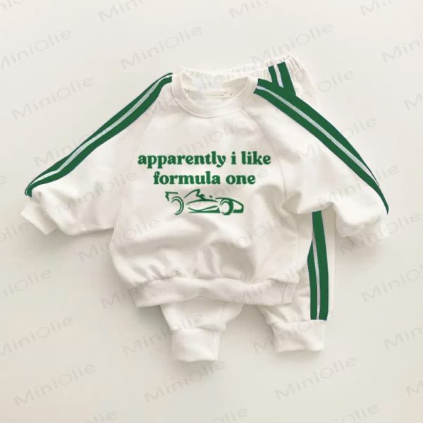 APPARENTLY I LIKE FORMULA ONE Baby Toddler Green Striped 2-piece Set