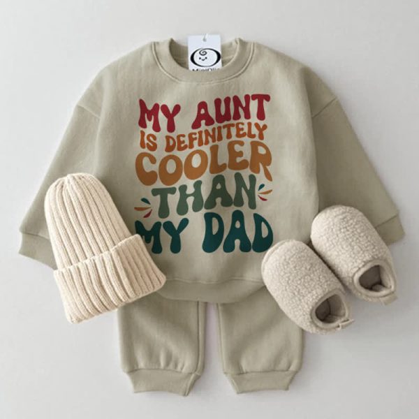 MY AUNT IS DEFINITELY COOLER THAN MY DAD Baby Grey Green 2-piece Set