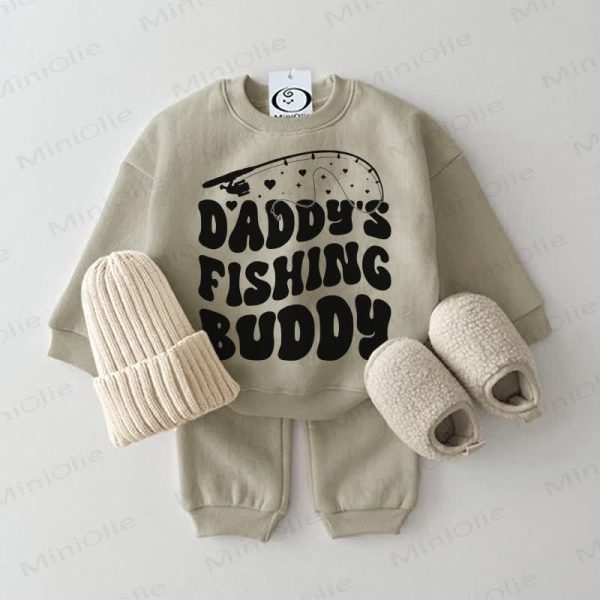 DADDY'S FISHING BUDDY Baby Grey Green 2-piece Set
