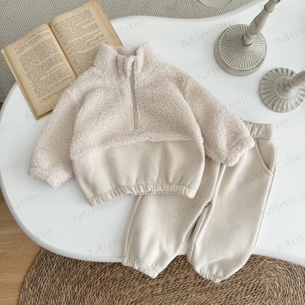 Baby Girls Beige 2-piece Fleece Set