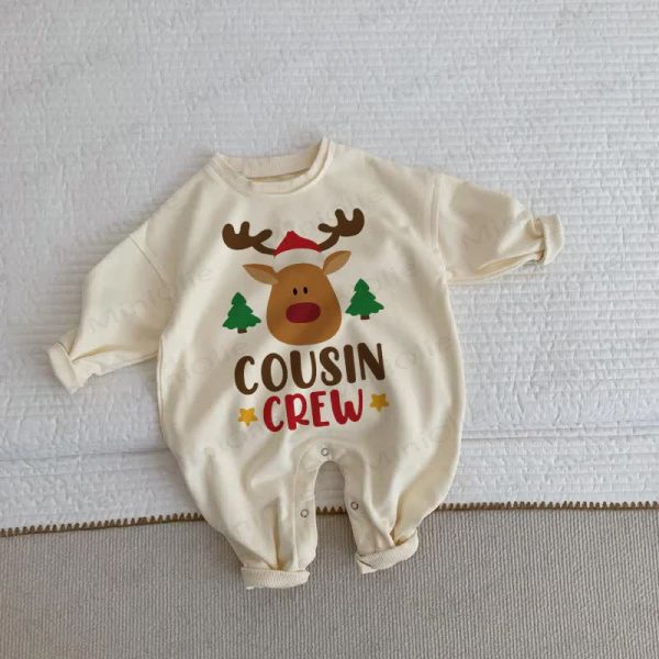 COUSIN CREW Baby Deer Tree Beige Romper