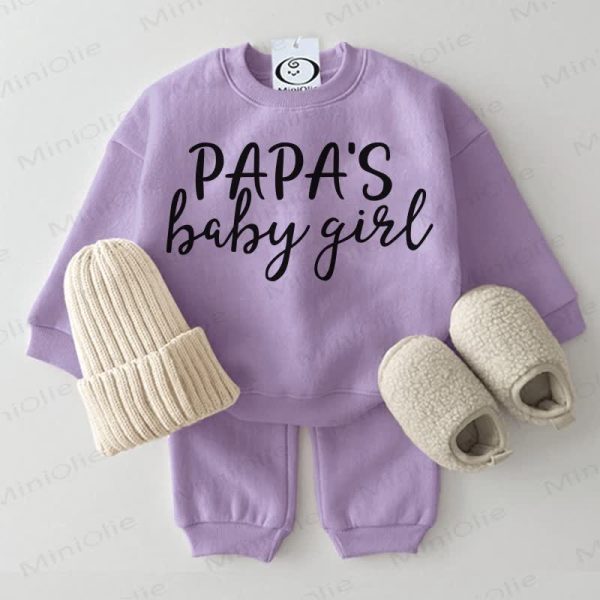PAPA'S BABY GIRL Baby Purple Sweatsuit 2-piece Set