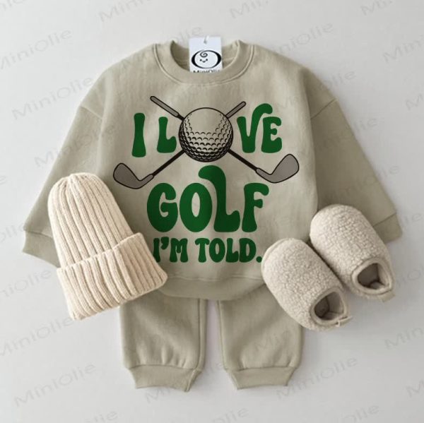 I LOVE GOLF I'M TOLD. Baby 2-piece Grey Green Set