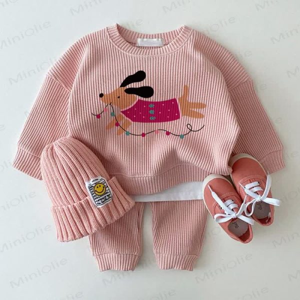 Baby Dog Pink 2-piece Waffle Set