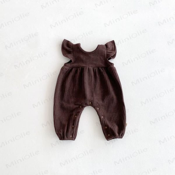 Baby Girls Solid Color Bow Romper