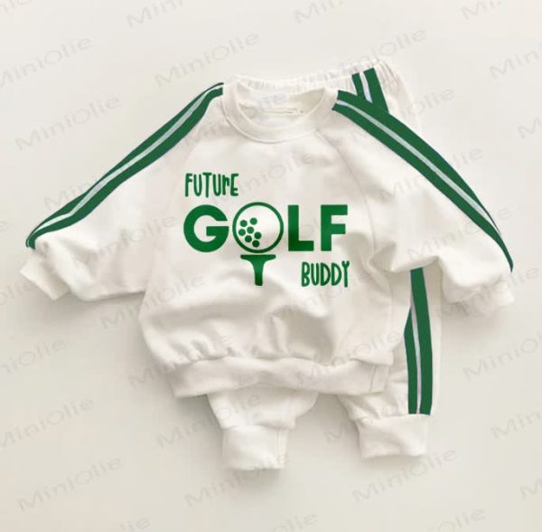 FUTURE GOLF BUDDY Baby Toddler Green Striped 2-piece Set