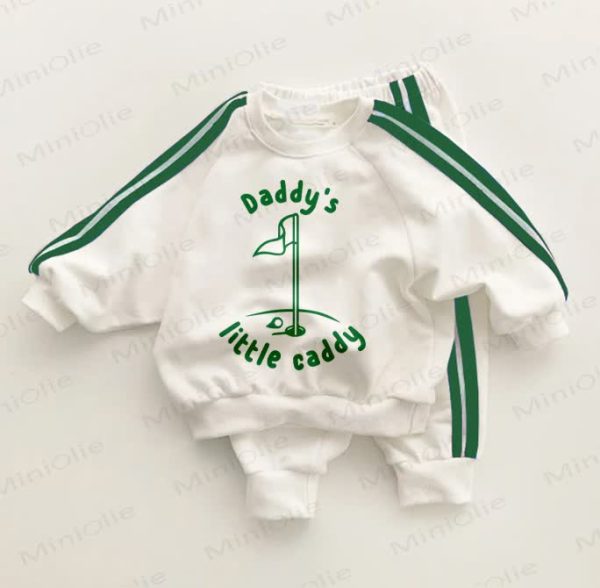 DADDY'S LITTLE CADDY Baby Toddler Green Striped 2-piece Set