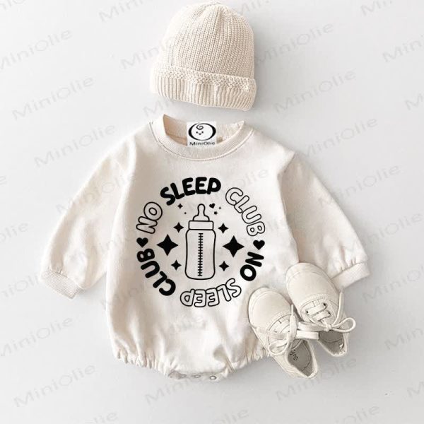 NO SLEEP CLUB Baby White Bodysuit