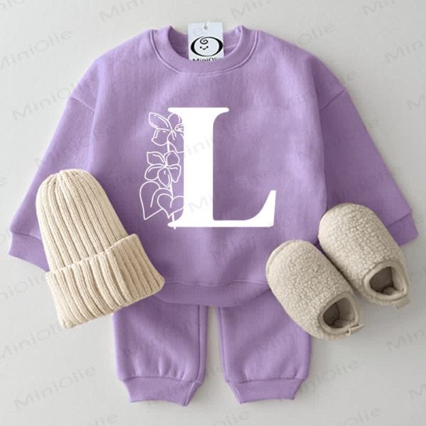 Letter L Baby 2-piece Purple Set